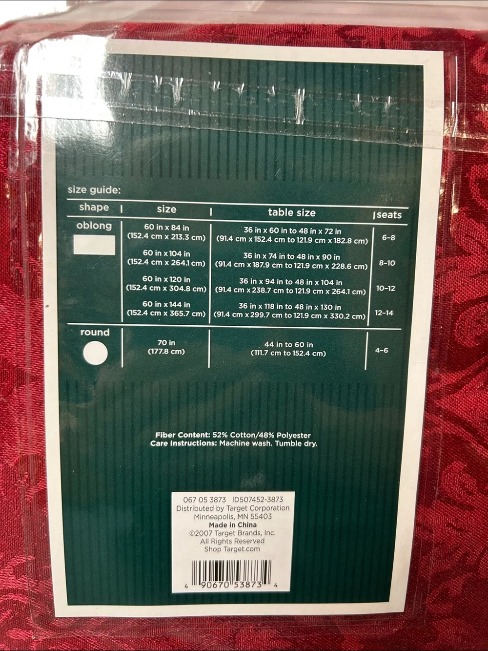 Red Damask Oblong Tablecloth - 60